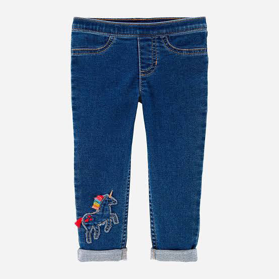 carters girls denim with unicorn design