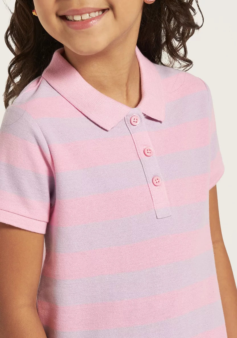 E-vie girls striped polo color top