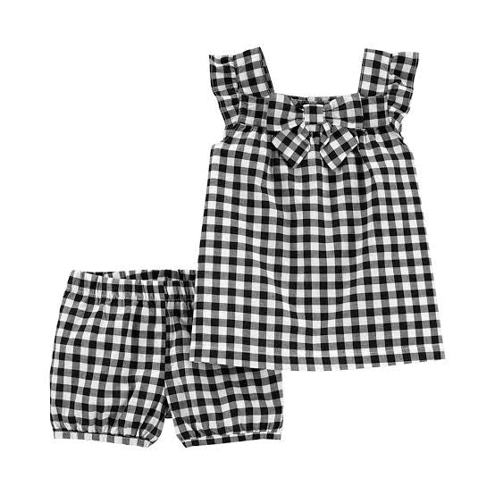 Girls check 2piece black and white