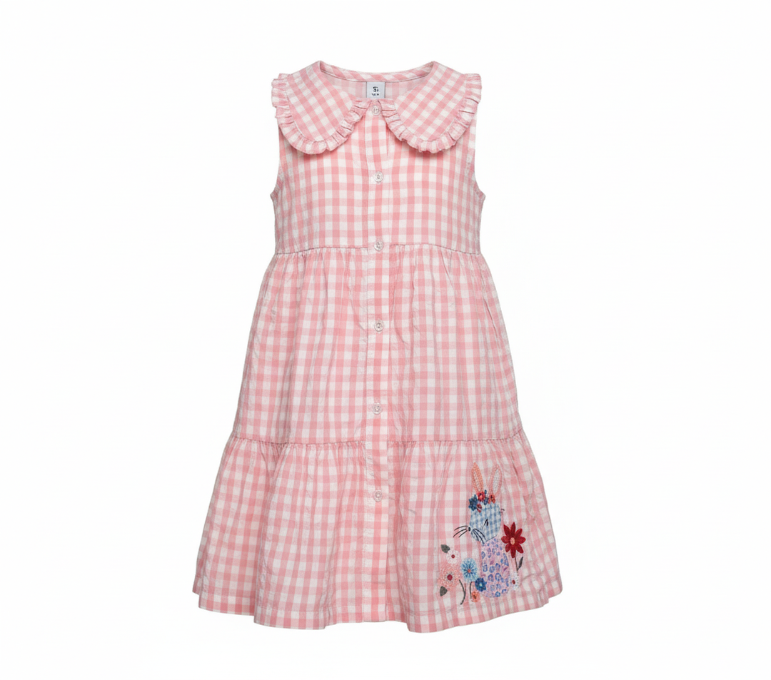 Girls pink-white embriodered dress