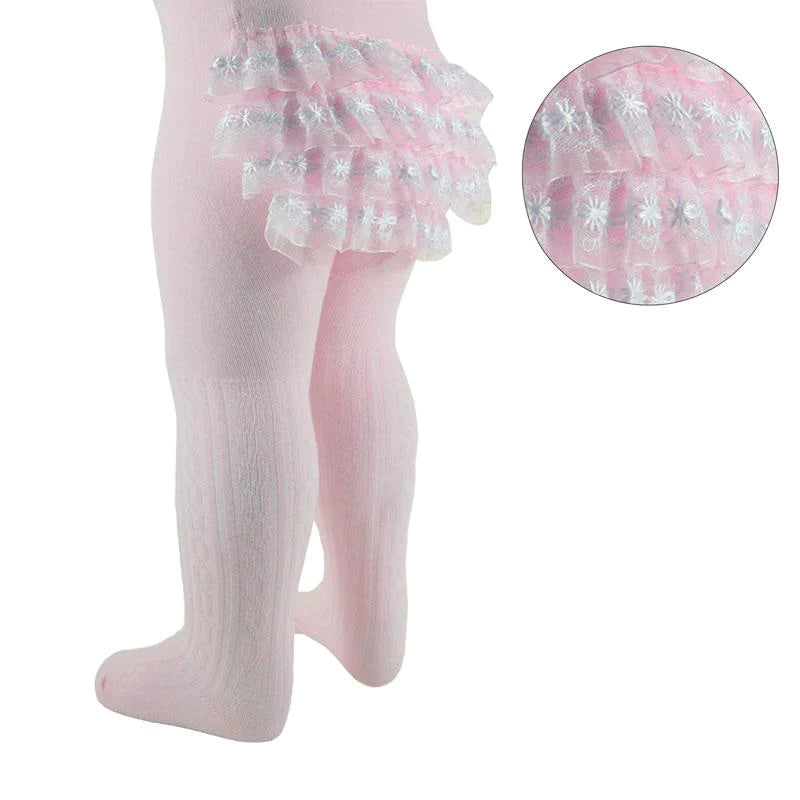 Infants frilly tights pink
