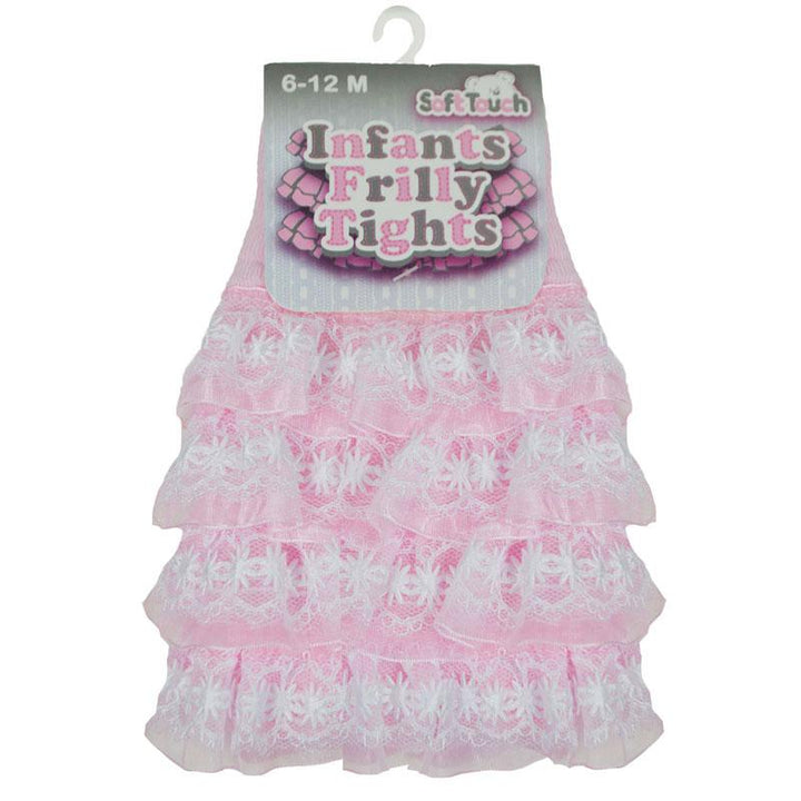 Infants frilly tights pink