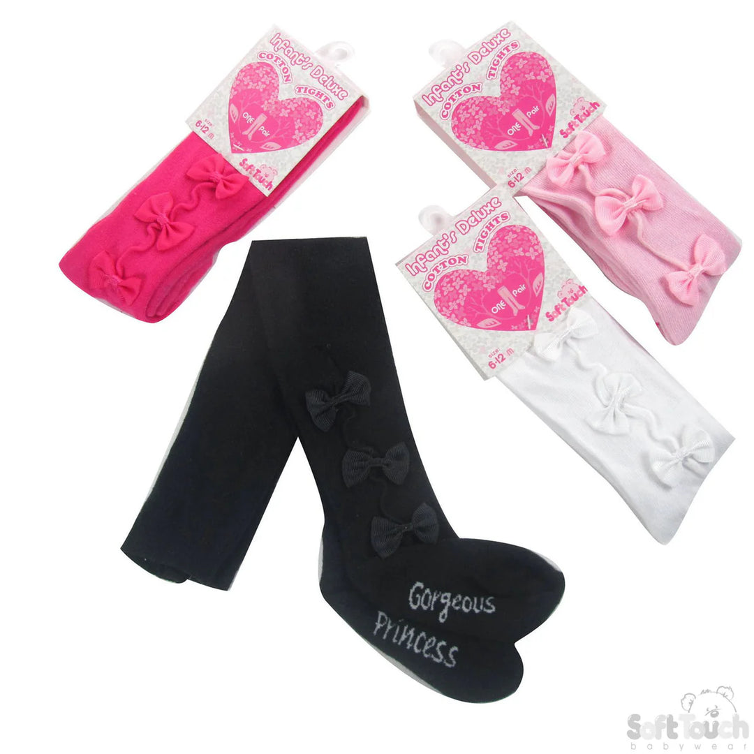 Three bows deluxe tights white