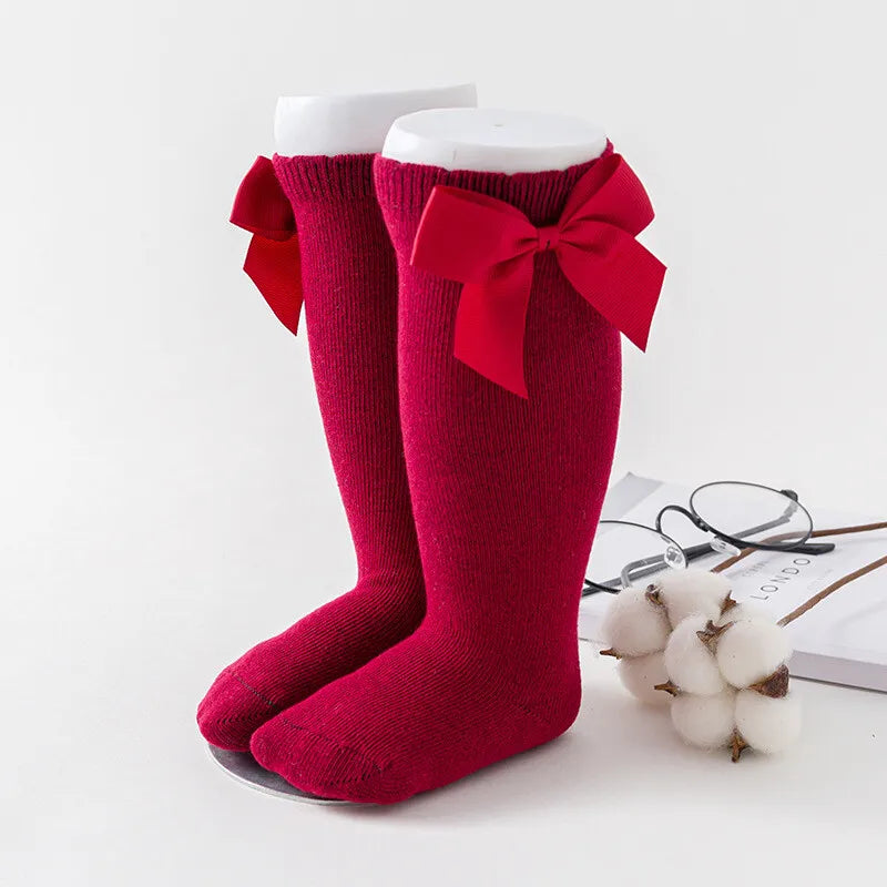Burgundy infants knee high socks