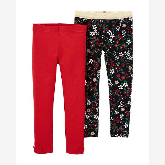 carters 2pcs leggings red and flowery