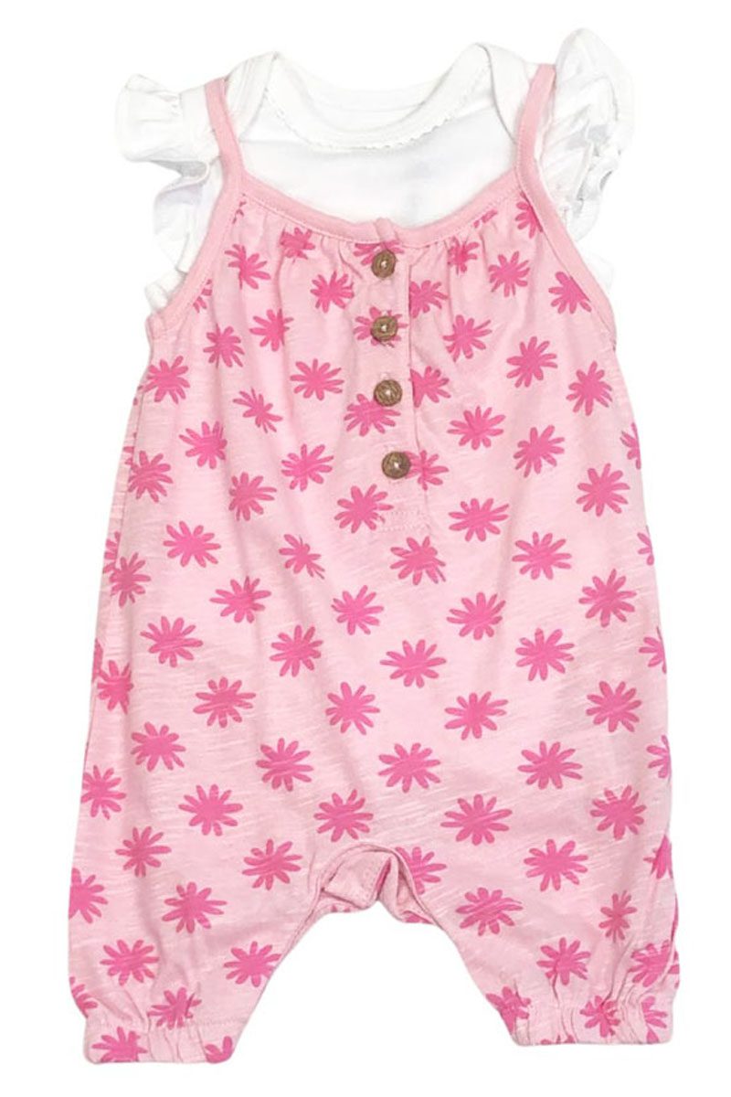 M&Co white bodysuit pink pinafore