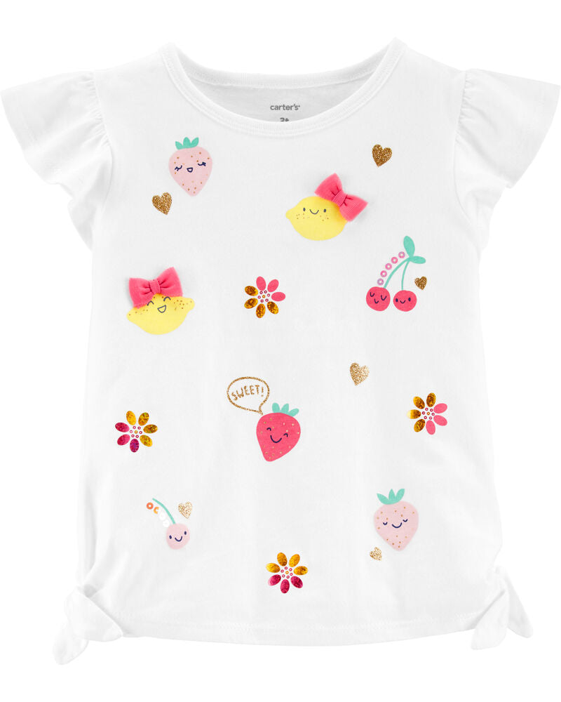 White glitter fruity top bow design