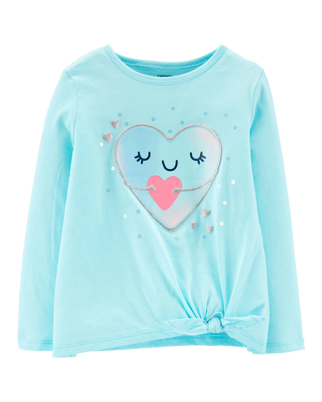 Baby girls glitter heart tie-front jersey tee