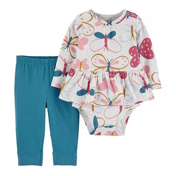 carters 2pcs peplum bodysuit & pants set