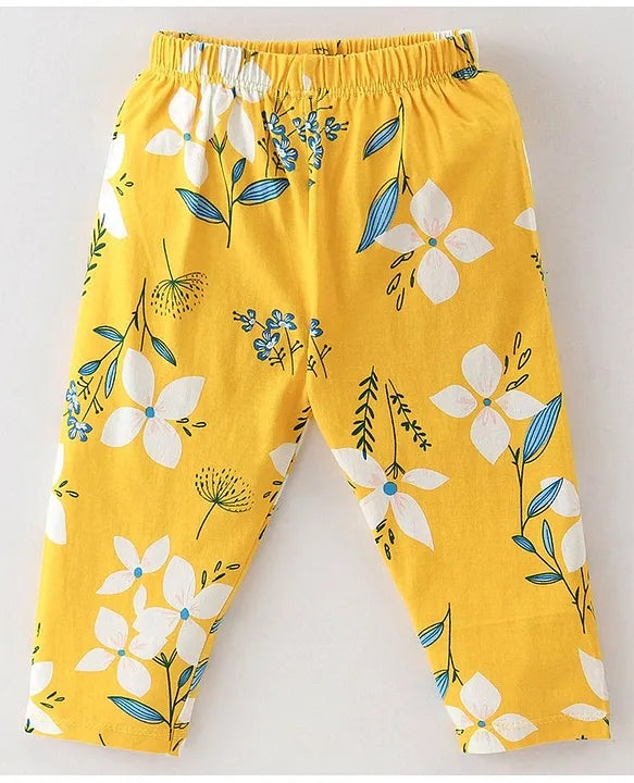 Yellow floral leggings