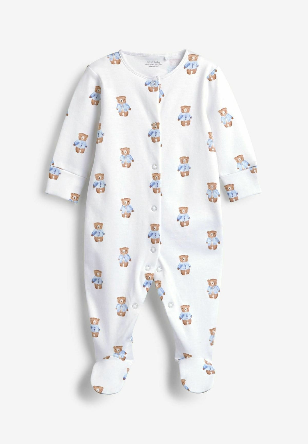 Next white teddy bear design sleepsuit