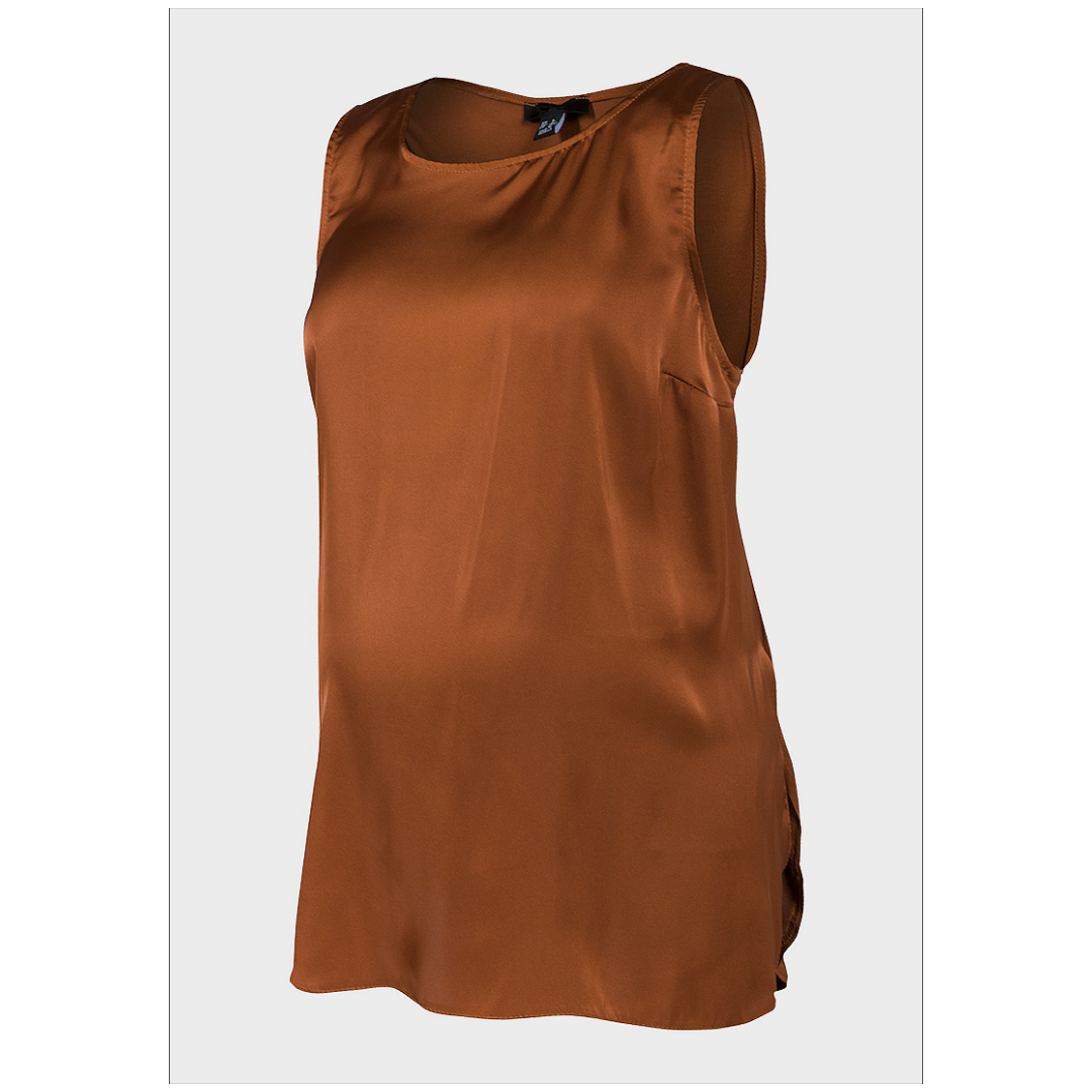 Maternity top in satin brown