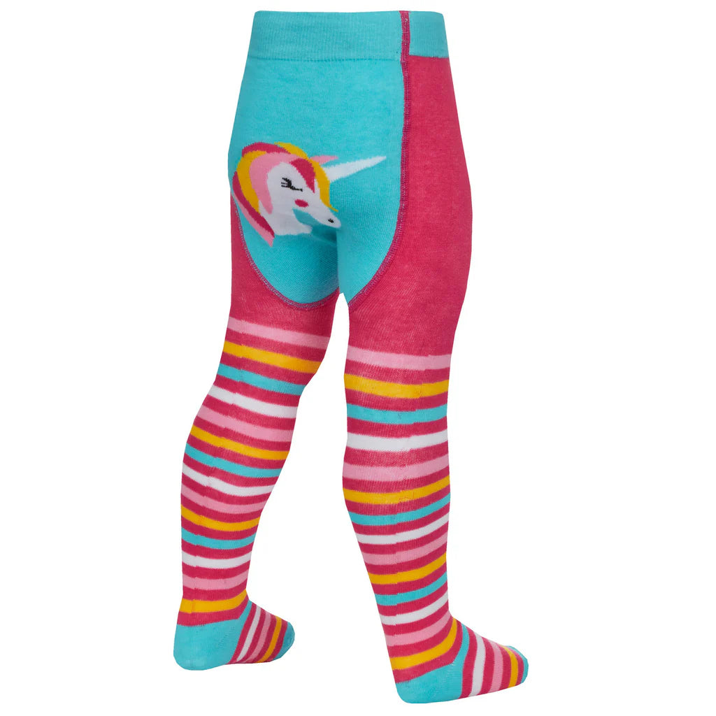 Unicorn design tights dark pink