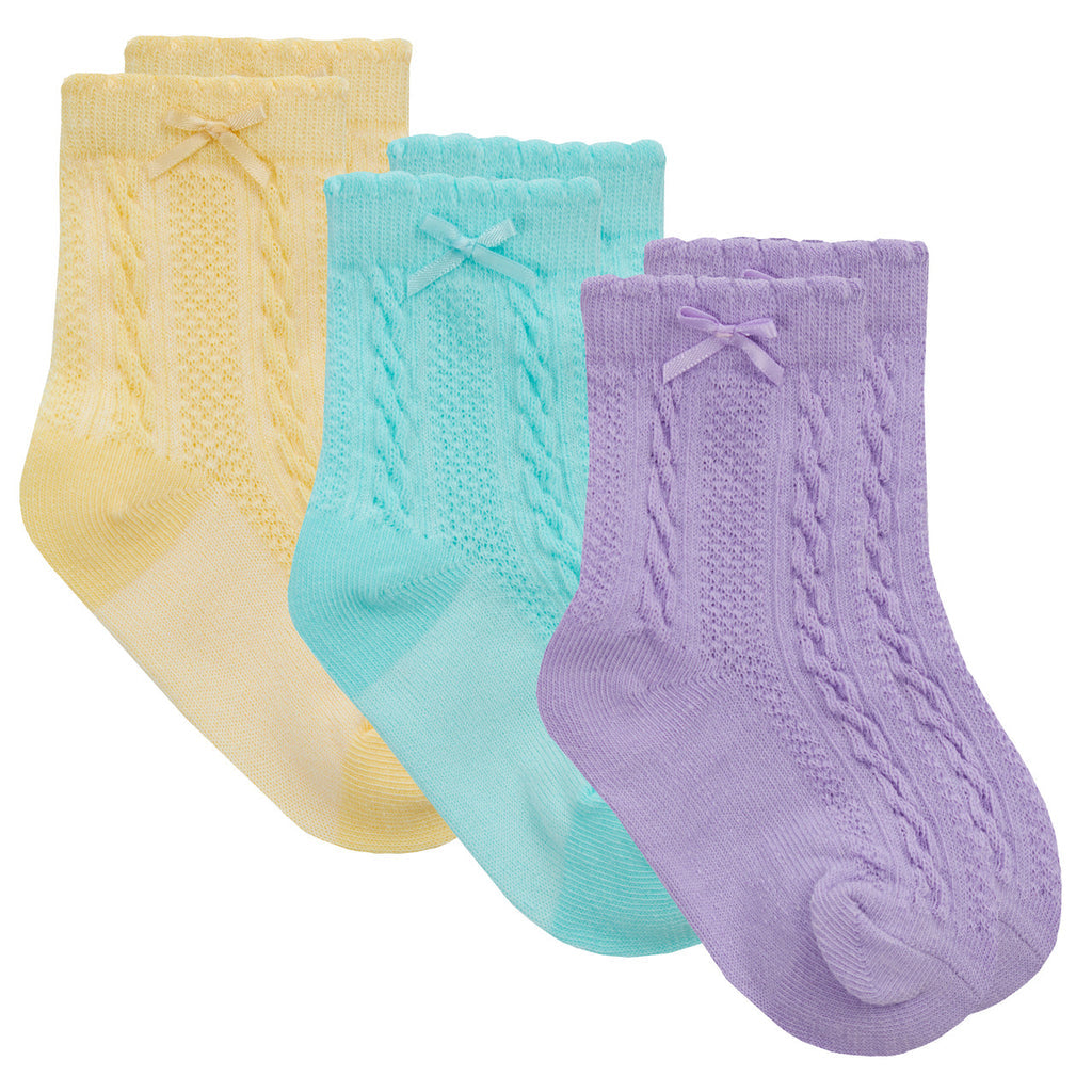 Cable knit 3pairs purple set