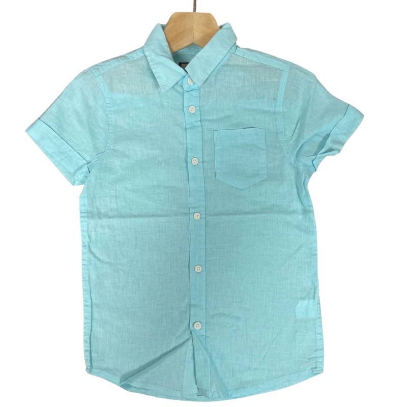 Boys premium linen shirt in aqua blue