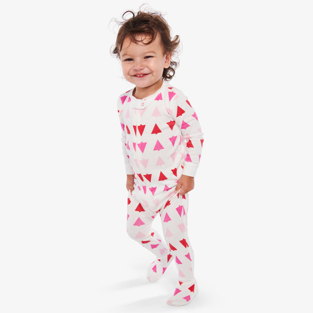 Primary Sleepsuits in candy trees pink