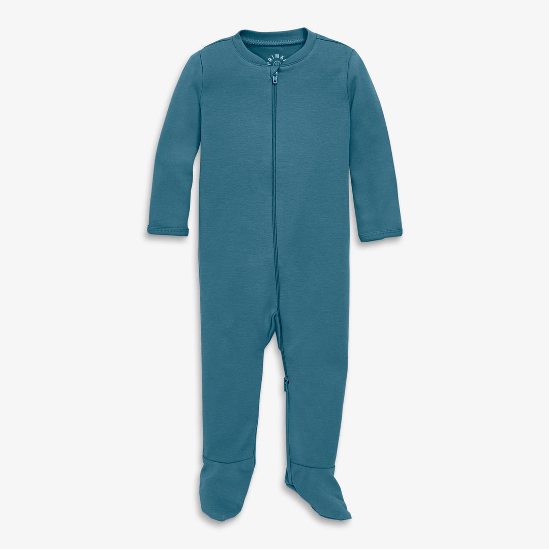 Primary Sleepsuits in slate blue