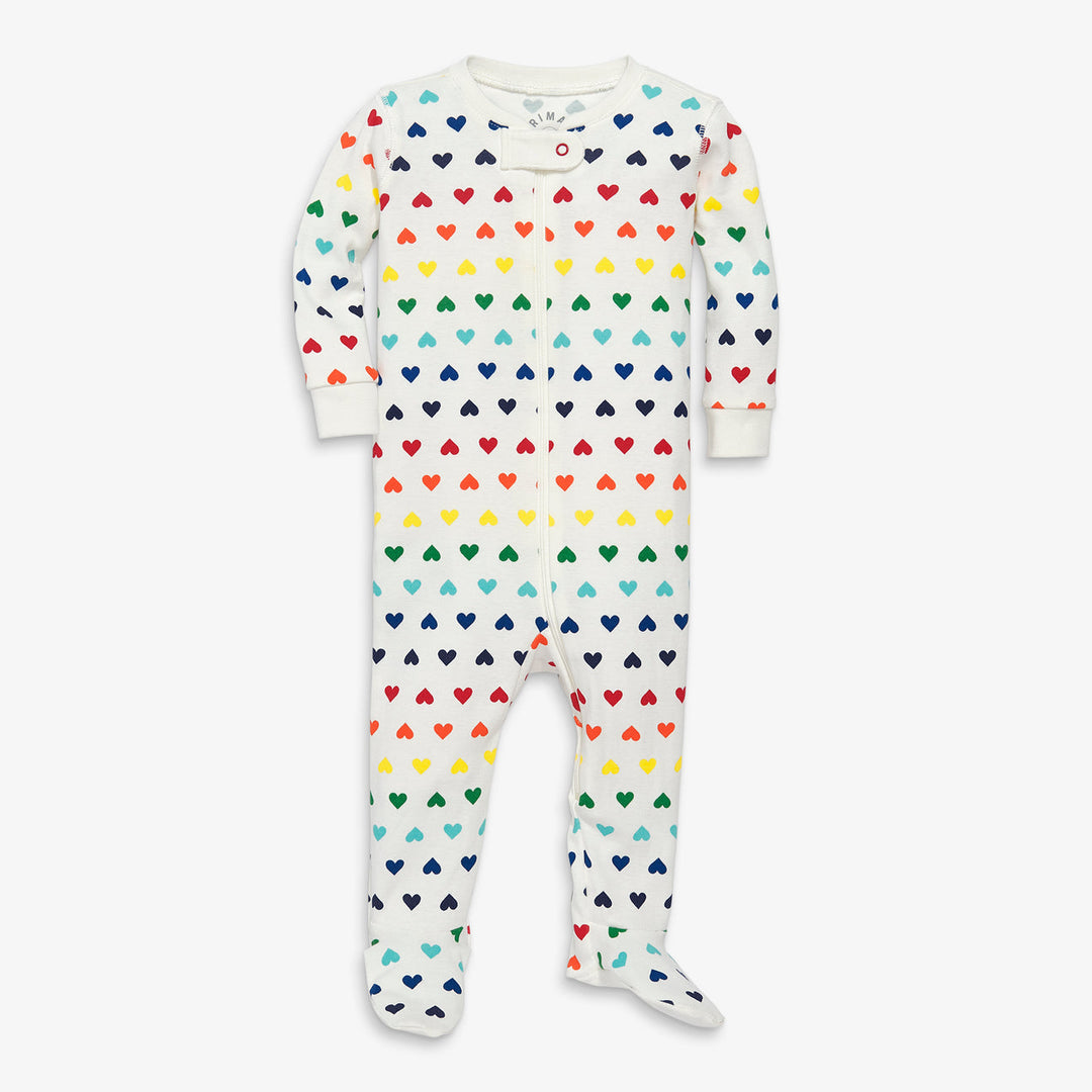 Primary sleepsuit in colored hearts