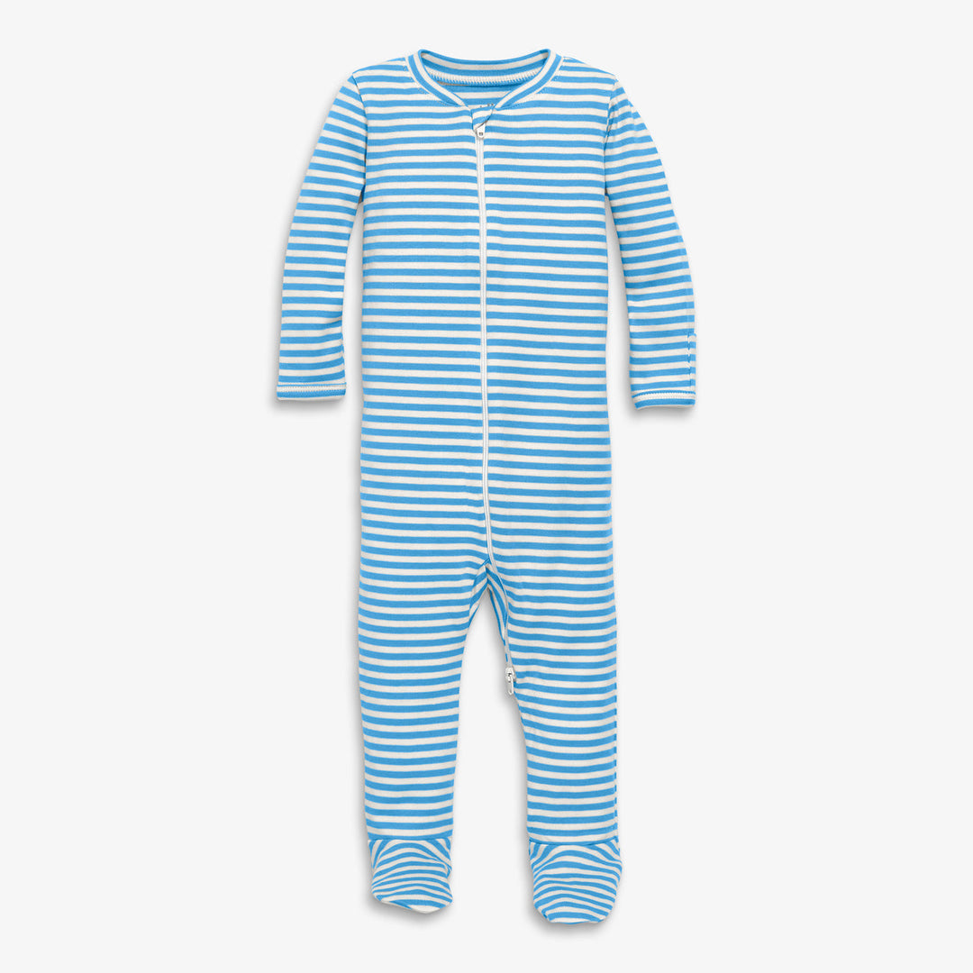Primary sleepsuit in ivory mini stripe