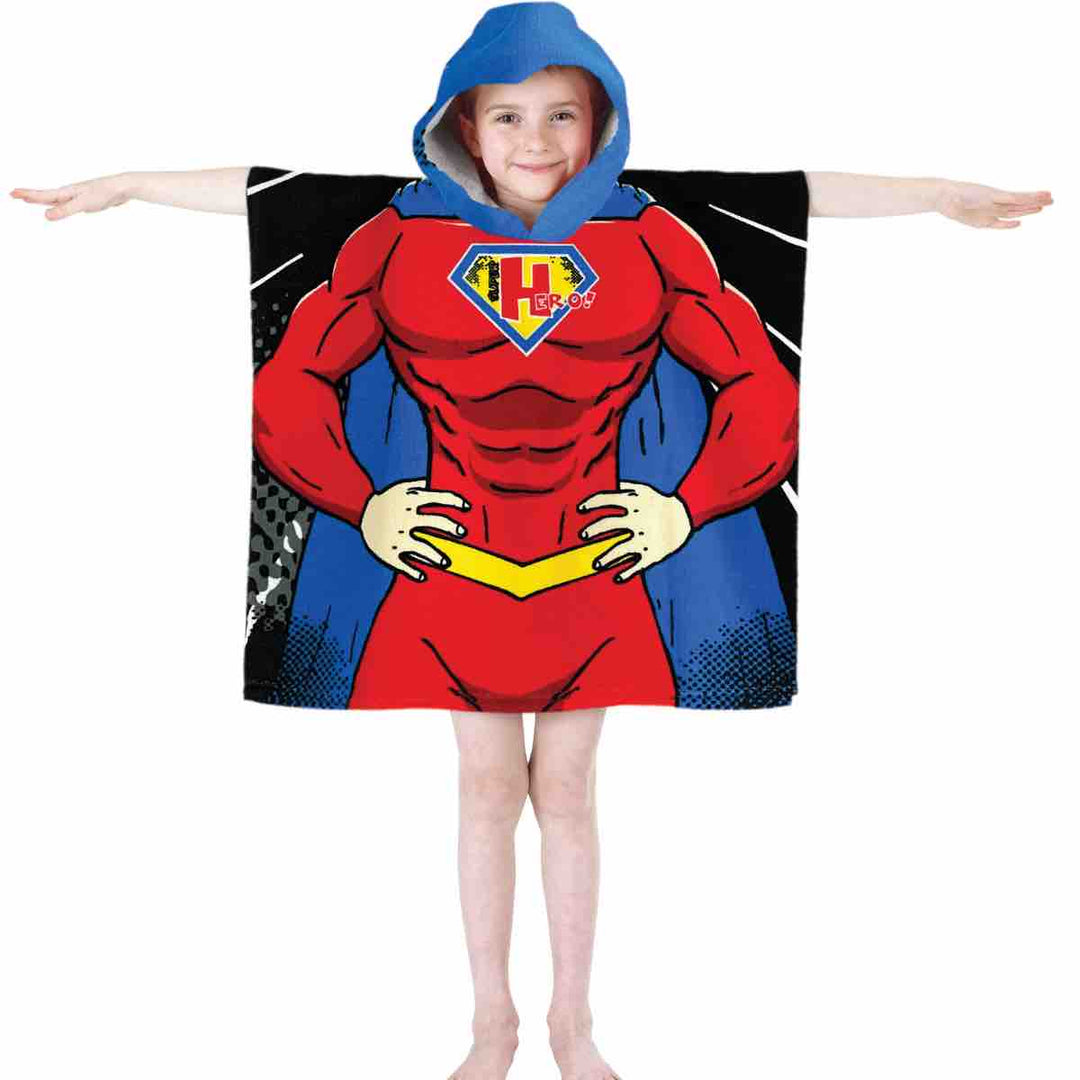 Kids hooded superhero poncho