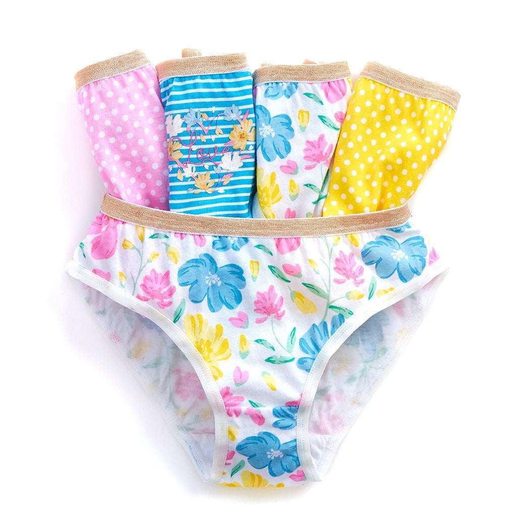 Girls novelty 5pcs underwear in floral design