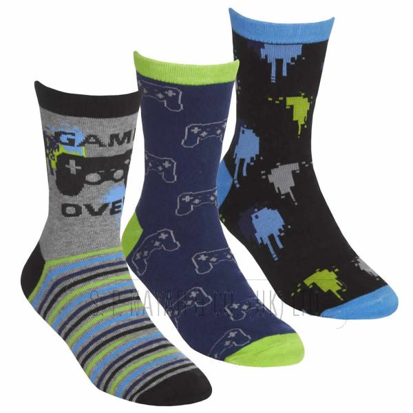 Boys 3pairs fancy gaming design socks