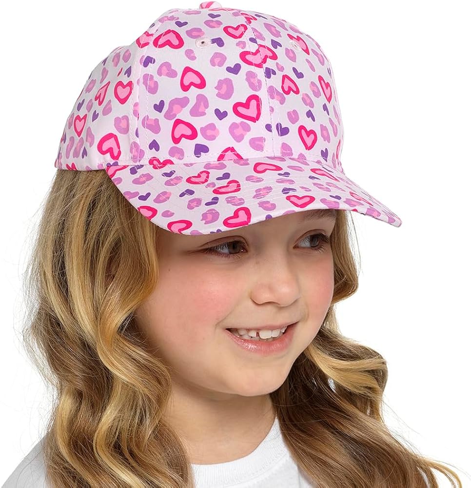 Kids baseball cap in pink hearts