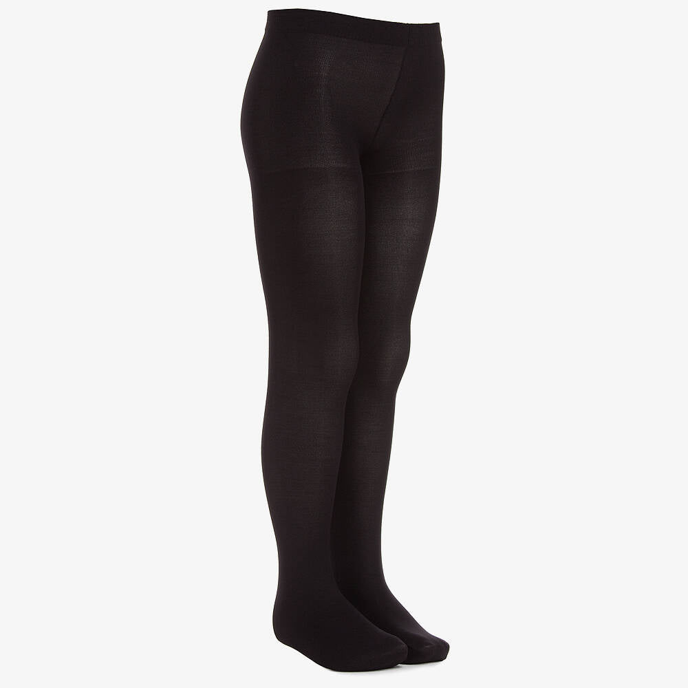 Black microfiber tights for girls