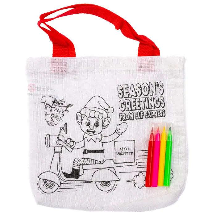 Elf christmas DIY Coloring bag with 4 pen