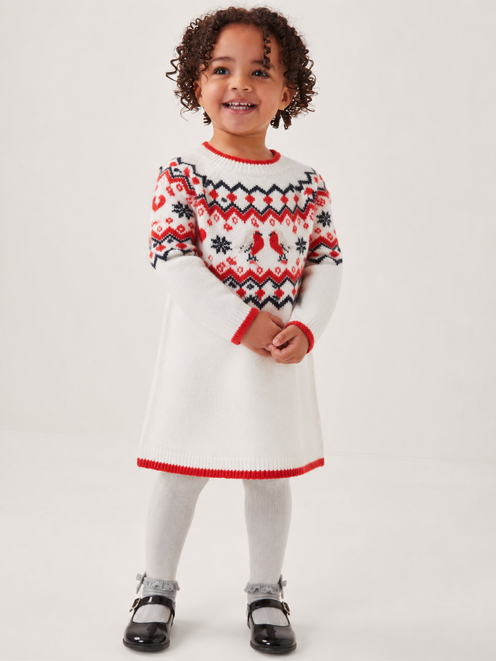 Fairisle Christmas Robin kids knitted jumper