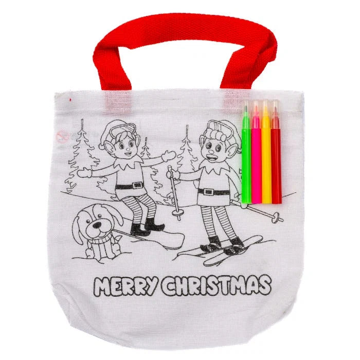 Elf christmas DIY Coloring bag with 4 pen