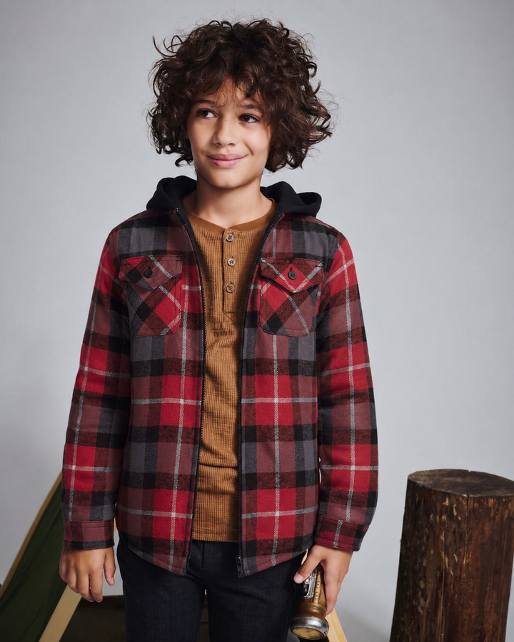F. glory checkered shacket hoodie