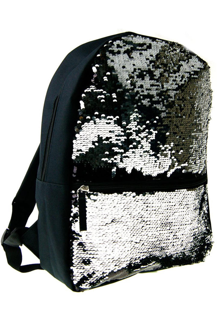 Black & silver glitter sequin backpack