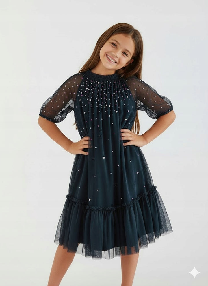 George mesh girls sequin dress