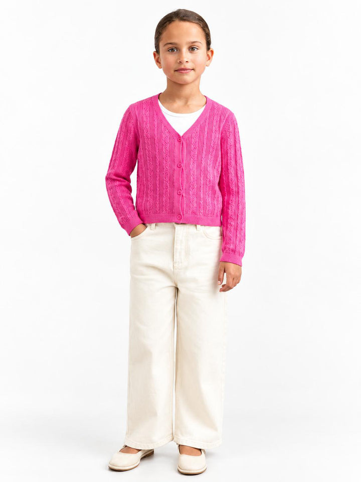 Girls Pink Cardigan with buttons