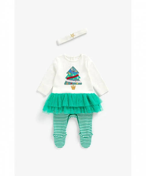 Mothercare green tutu christmas tree with matching headband