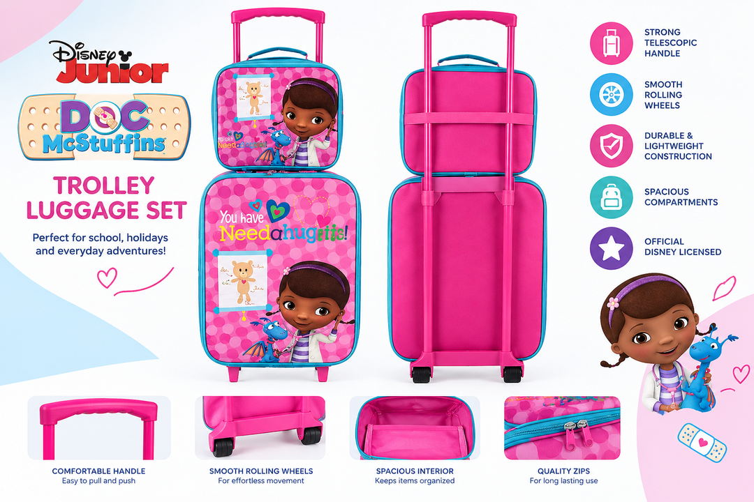 Doc McStuffins 2pcs travel trolley box & lunch bag for girls
