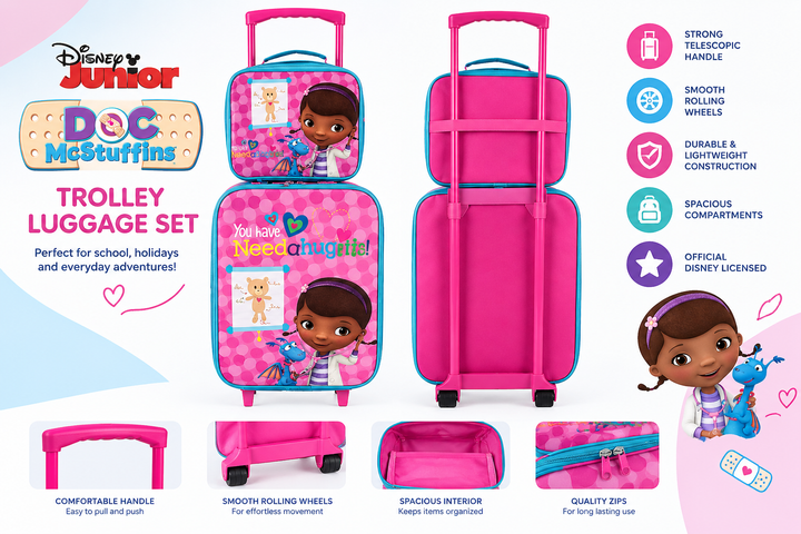Doc McStuffins 2pcs travel trolley box & lunch bag for girls