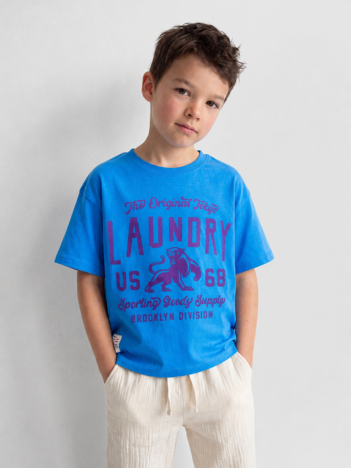 Tokyo boys panther t-shirt in blue