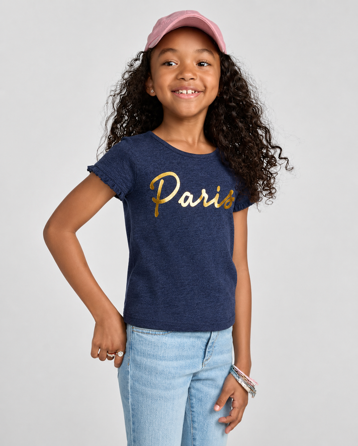Paris girls blue top