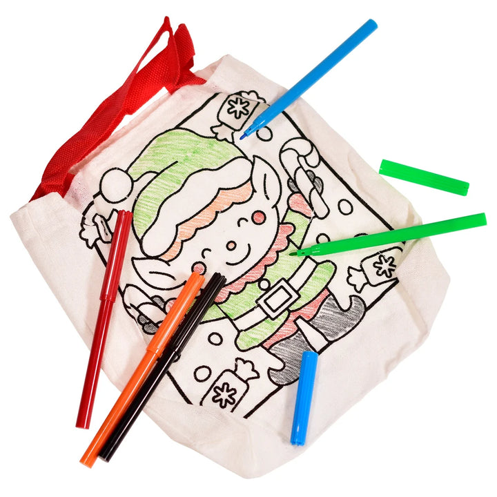 Elf christmas DIY Coloring bag with 4 pen