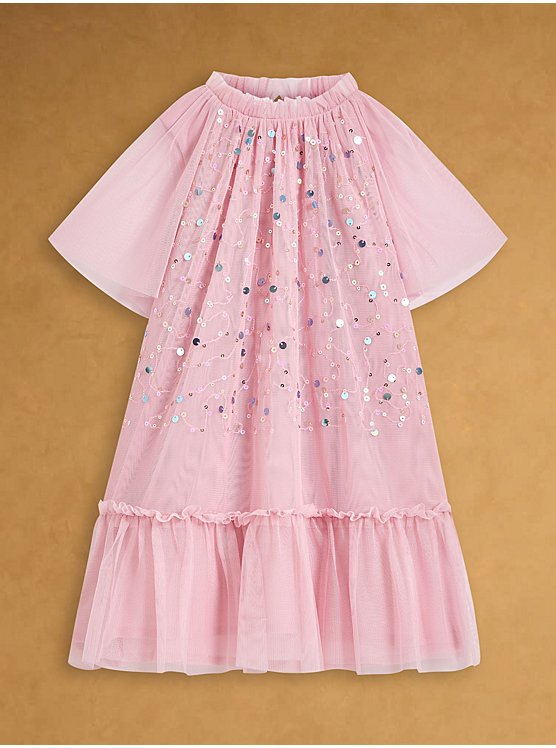 Pink Mesh Sequin Dress