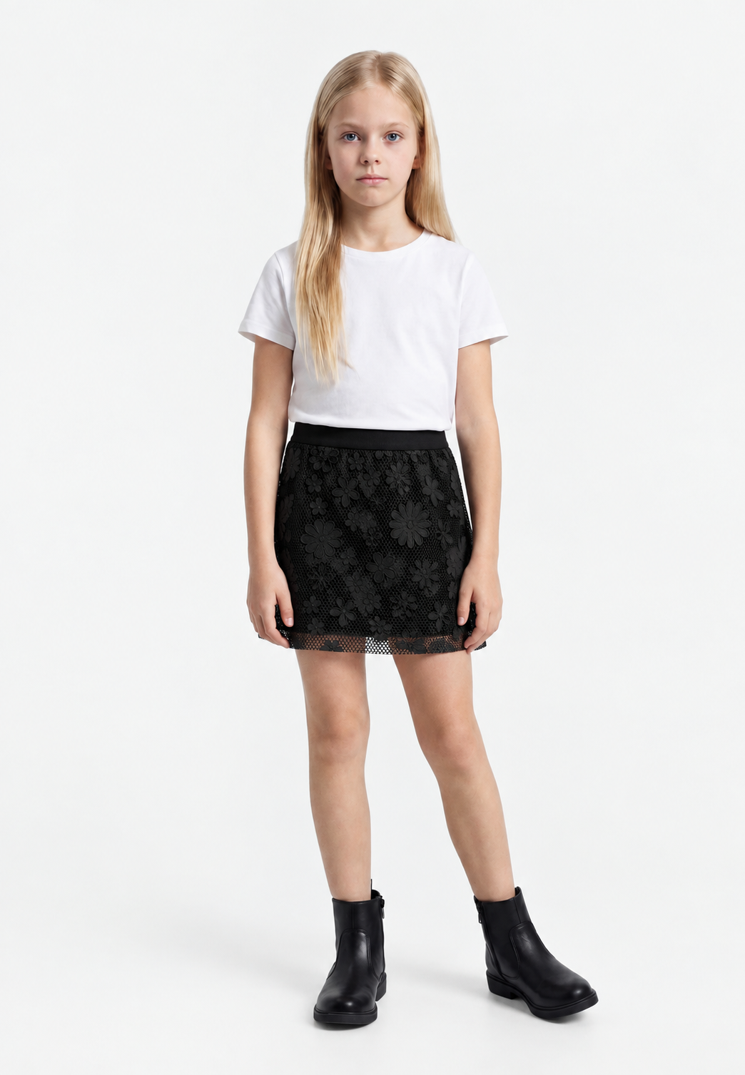 Black Floral Mesh Skirt