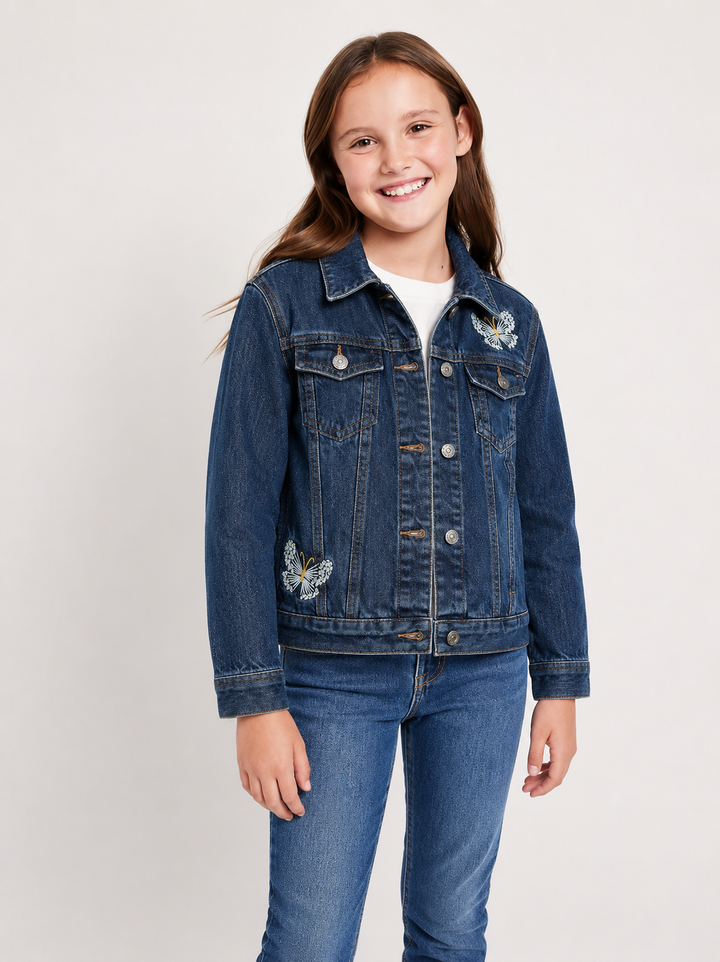 F.Face denim embriodered jacket for girls