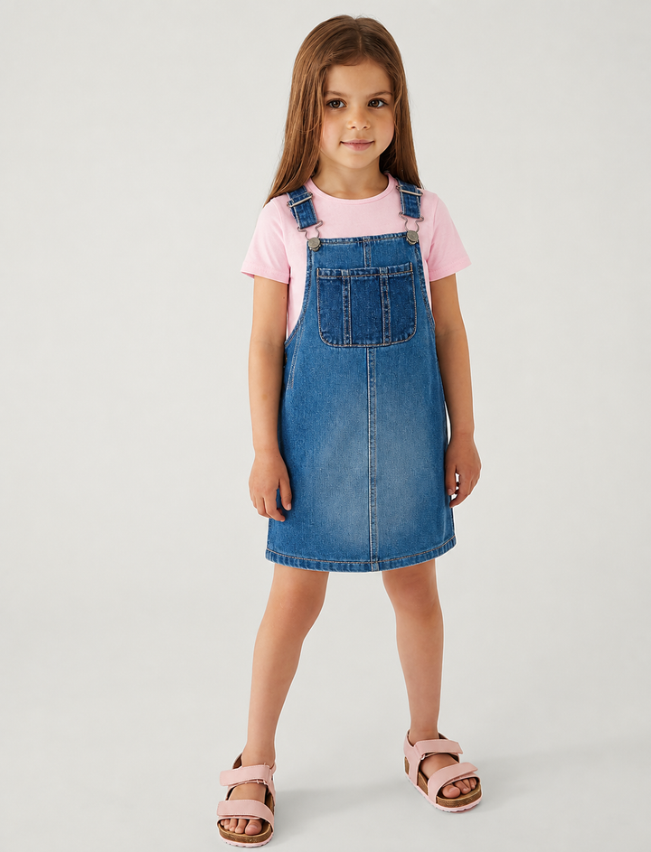 M&Co Denim Pinafore Dress with T-shirt