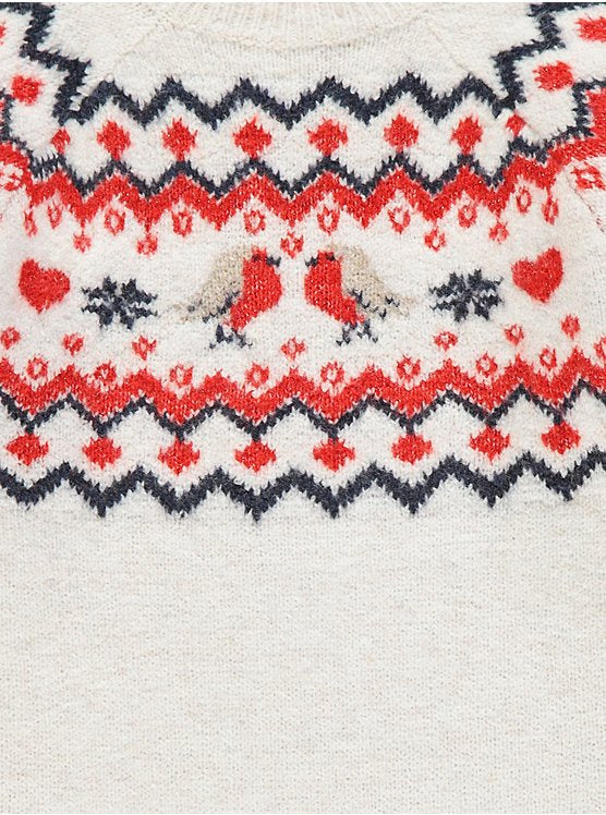 Fairisle Christmas Robin kids knitted jumper