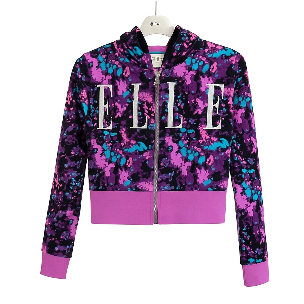 ELLE graffiti cropped hoodie