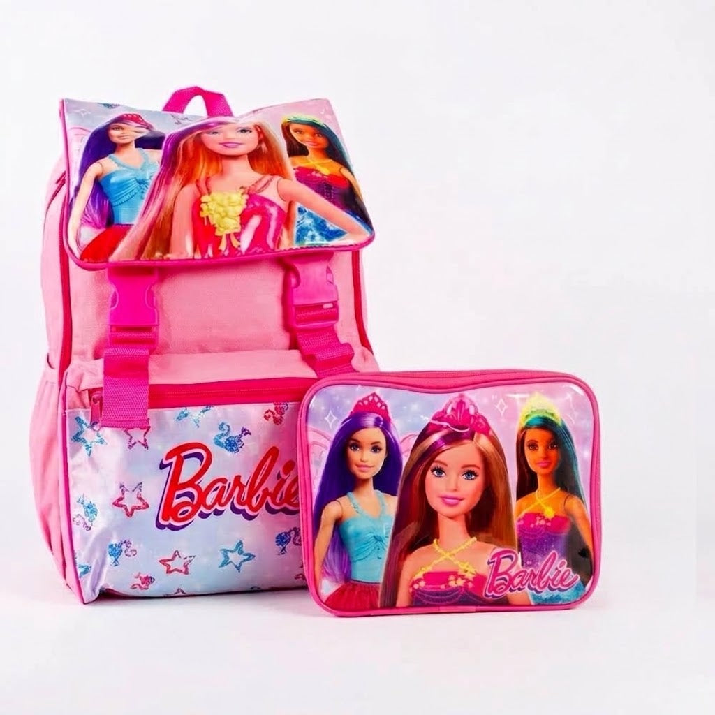 Barbie Doll premium backpack square rucksack with lunch bag