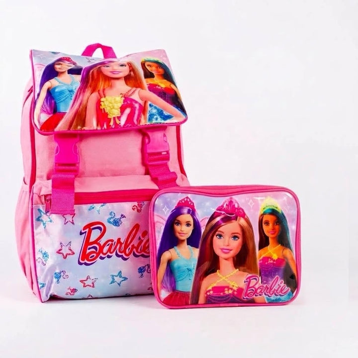 Barbie Doll premium backpack square rucksack with lunch bag