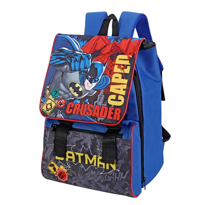 Batman Backpackk square flap for boys with lunch bag